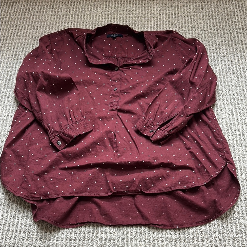 Madewell Burgundy Polka Dot Blouse